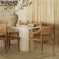 WISEMAX FURNITURE Chaise de salle à manger vintage à usage domestique Chaise de salle à manger en bois de frêne Corde d'herbe Chaise d'accoudoir de salle à manger classique pour hôtel restaurant