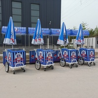 Chariot de vente mobile avec évier, chariot à glaces mobile pour café, boulangerie, hall d'hôtel, chariot de vente à pousser pour intérieur et extérieur