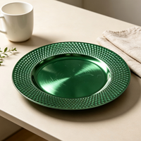 Assiette de présentation géométrique Woju de 13 pouces en plastique électroplaqué or pour la mise en table des restaurants