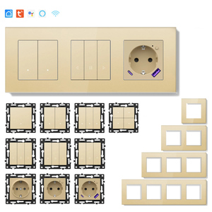 MVAVA Marco de Vidrio de Cableado Rápido, Interruptor de Pared Inteligente con Luz de Oro, DIY, Personalizar, 1/2/3/4 Gang Automation Click Wifi Tuya Zigbee - Product Image 1