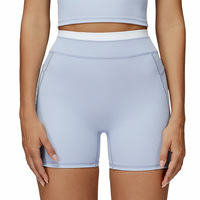 Shorts de yoga respirants à séchage rapide, effet seconde peau, couleur contrastante, taille haute, moulants, en nylon et élasthanne, pour femme, sportifs, course en extérieur