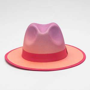 Chapeau de couleur dégradé européen et américain unisexe New Double Felt Street Trend Custom Adult Panama Hats - Product Image 3