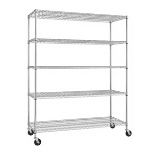 Estante de almacén de almacenamiento de Metal de 5 capas de alta resistencia, tienda de Metal con ruedas, estante de almacenamiento de Metal, estantes de alambre de acero inoxidable - Product Image 1