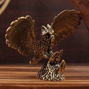 Figura de Búho de Latón Antiguo de 6.6cm X 5.2cm, Decoración de Escritorio, Decoración para el Hogar y la Oficina, Estilo Tradicional - Product Image 3