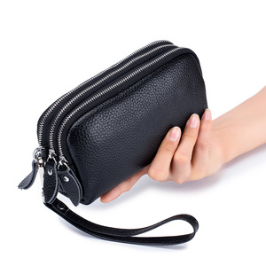 Mini Cartera de cuero genuino RFID de lujo para mujer con cremallera, bolso de mano, funda larga para teléfono móvil, monedero, forro de poliéster - Product Image 6