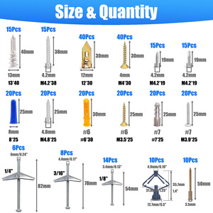 Baiguluo 336Pcs Drywall Anchors And Screws Assortment Kit Metric Heavy Duty For General Industry - Product Image 2