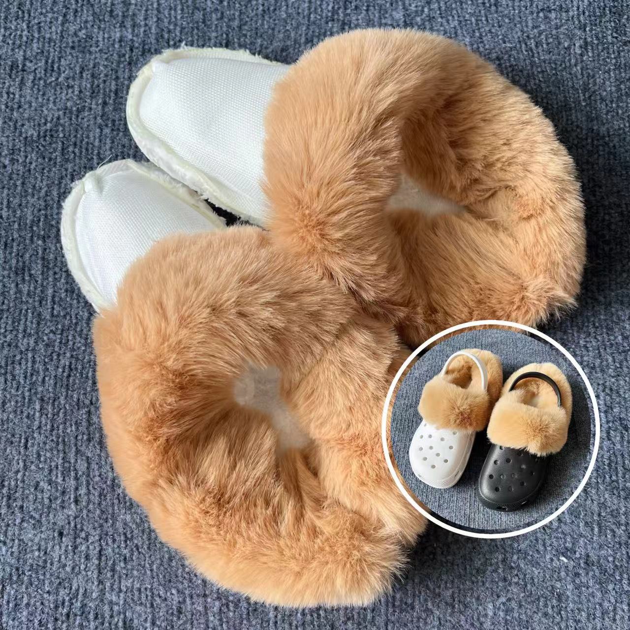 clog strap cover faux fur