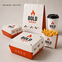 Fabricant de contenants jetables en carton pour emballages alimentaires personnalisés avec logo pour hamburgers, ailes de poulet, frites, pour les marques de livraison à emporter