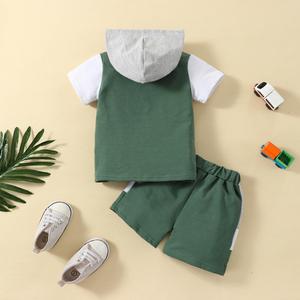 Bộ quần áo mùa hè trẻ em thiết kế riêng, áo khoác có mũ, quần short, dành cho bé trai - Product Image 4