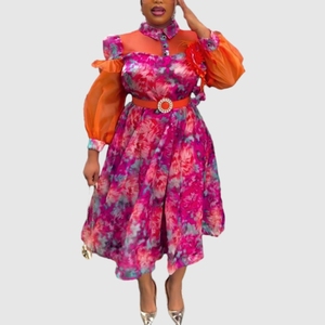 Vente directe d'usine, robe longue à manches longues multicolores à imprimé tie-dye de style africain pour femmes, mode - Product Image 4