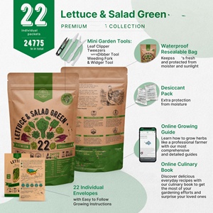 Paquet de 22 variétés de truies à salade Heirloom sans OGM pour jardin intérieur et extérieur comprenant une roquette pour laitue <span class=keywords><strong>suisse</strong></span> comme plancher - Product Image 2