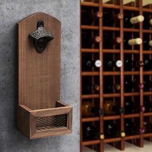 Ouvre-bouteille mural en bois rétro personnalisé pour les amateurs de bière, cadeau idéal avec récupérateur de capsules - Product Image 5