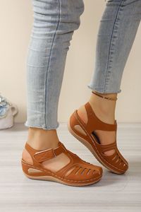 Women New Hollow European and American Wedge Sandals Summer Thick Sole Closed-Toe Roman Sandals Wholesale - Product Image 6