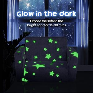 特别设计的黑暗儿童发光二合一翻转柔软的依偎泡沫填充椅子，用于阅读、放松或依sn - Product Image 5