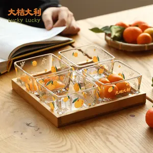 Living Room Household Dried Fruit Storage Snack Transparent Glass Compartment Plate Melon Seeds Peanut Creative Tray