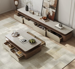 Meuble TV de salon, nouveau, petit format, style antique, avec plateau en roche, pour la maison - Product Image 3
