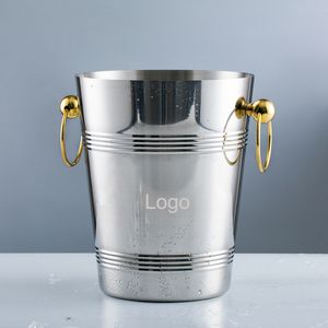 Cubo de Hielo para Champán de Acero Inoxidable de 5L, Contenedor para Bebidas con Asa de Doble Anillo para Bar de Cócteles y Fiestas de <span class=keywords><strong>Vino</strong></span> - Product Image 1