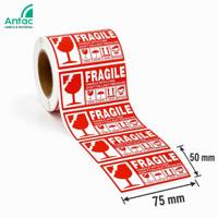 Rouleau d'étiquettes adhésives fragiles haute adhérence 75*50mm, faciles à décoller, pour expédition et sécurité des emballages en entrepôt