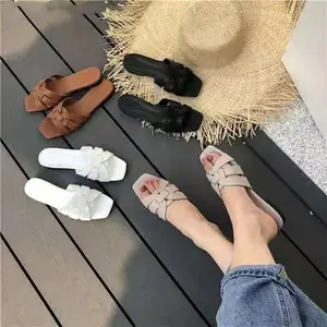 Fashion Women Flat Bow Sandals Large Size Slippers Female Summer Outside Wear
