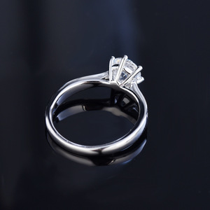 Anillo Unisex de Plata de Ley S925 con Moissanita Redonda de Seis Garras de 2 <span class=keywords><strong>Quilates</strong></span>, Suministro Directo de Fábrica Transfronterizo - Product Image 3