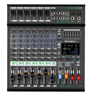 ST-8S Professional 99DSP Mixer 24Bit 48V Audio Project Mixer With MP3 USB Recording LED Display For Live Studio Streaming