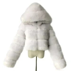 冬の人工毛皮ジャケットホットファッション女性の冬のコート服ホワイトフェイクフォックスファージャケットレディースジャケットコートフェイクファー