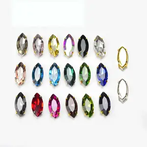 JFS038 Horse Eye Glass Gold Claw Rhinestone Hand Sewing Crystal Diy Wedding Dress Clothing Decorative Accessories