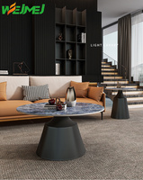Table basse moderne à succès avec pieds en métal, ensemble de tables basses rondes avec base en fer noir pour salon