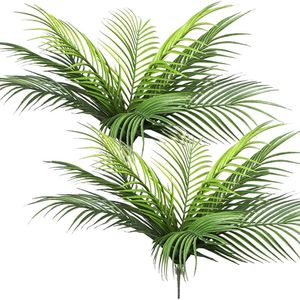 Feuille de palmier artificielle transfrontalière <span class=keywords><strong>à</strong></span> 9 branches, en plastique, fausse plante tropicale verte, fougère, pour extérieur - Product Image 1