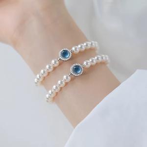 Auténtica Pulsera de Perlas de Agua Dulce de 4-5 mm, Nueva 2025, Plata Pura, Azul Marino, Blanco Tesoro, Casi Impecable, Collares en Capas de Moda - Product Image 1