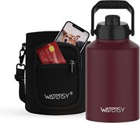 Botella de Agua Deportiva Aislada de Acero Inoxidable Watersy de 1 Galón (64 oz) para Exteriores, Termo al Vacío para Camping y Alimentos
