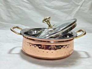 Cacerola india de acero inoxidable duradero con efecto martillado, interior antiadherente, asa de acero inoxidable y tapa de vidrio para alimentos y sopas. Nueva. - Product Image 5