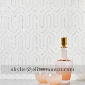 Mosaïque de marbre blanc ALLURE RUG MOSAIC CARRARA BELLA PEARL GRAY, carreaux de luxe en jet d'eau pour bar, restaurant, villa, hôtel - Product Image 2