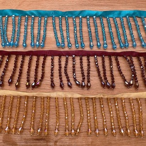 Ingrosso frangia con nappa per tenda 5.5 fatta a mano in vetro con <span class=keywords><strong>nappine</strong></span> di pizzo strass con perline per abito - Product Image 3