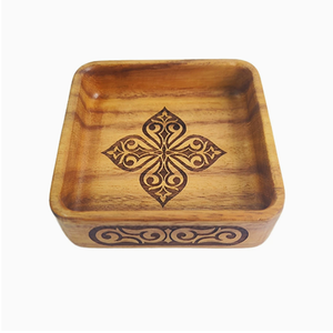 Piatto Quadrato Piccolo in Legno di Acacia Fatto <span class=keywords><strong>a</strong></span> <span class=keywords><strong>Mano</strong></span>, Biodegradabile, Classico per Matrimoni, per Frutta Secca e Snack - Product Image 3