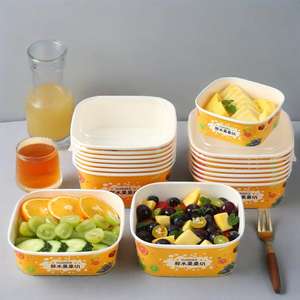 Bol à salade jetable en papier kraft personnalisé avec couvercles pour emporter, vente en gros - Product Image 3