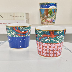 Taza de café de estilo de Ilustración creativa y personalizada, juego de regalo para banquete, taza de mano de China de hueso exquisita - Product Image 3