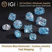 Diamante Sintético CVD Cultivado en Laboratorio, Corte Esmeralda, Azul Intenso, Certificado IGI, al por Mayor, para Joyería