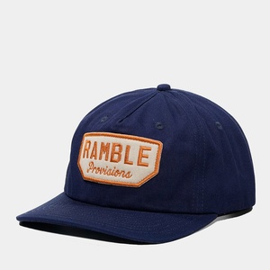 Casquette Snapback à 5 panneaux non structurée avec logo personnalisé OEM, bord légèrement incurvé, bleu marine, coton, broderie, patch - Product Image 4