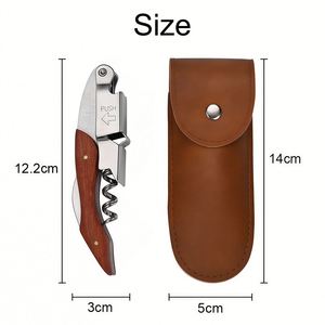 Ouvre-bouteille avec étui en cuir, tire-bouchon compact 3-en-1 en bois, cadeau personnalisé pour père, amateurs de vin - Product Image 5