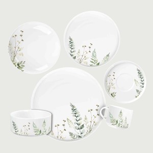 Service de table moderne en céramique et porcelaine <span class=keywords><strong>verte</strong></span> Meadow, vaisselle en porcelaine fine avec un style floral naturel pour la table à la maison - Product Image 5
