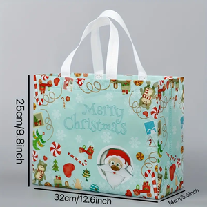 Bolsas de Regalo Navideñas con Asas, Bolsas de Tela No Tejida para Regalos de Navidad, Bolsas Decorativas con Diseño de Papá Noel y Muñeco de Nieve, Bolsas para Fiestas Navideñas - Product Image 5