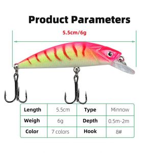 Señuelo Duro Luminoso de ABS de 5.5cm/6g para Pesca en Agua Salada y Dulce, con Anzuelos para Pesca a Largo Alcance - Product Image 2