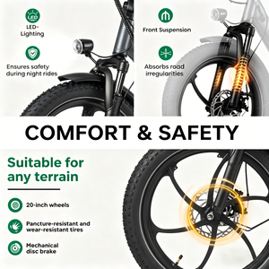 EU Warehouse Electric Foldable Bike Electric City Bike 48V 20Ah Folding Fatbike Fat Tires Ebike Women Electric Hybrid Bicycle - Product Image 5