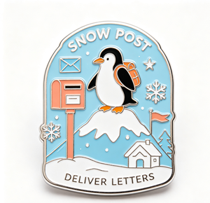 Llavero de metal esmaltado personalizado con diseño de pingüino, pin de solapa, arte de correo invernal, regalo promocional, recuerdo - Product Image 2