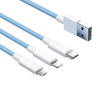 Câble de charge USB tressé 3-en-1 100W ultra-rapide, cordon de chargeur à trois têtes pour iPhone, Huawei, Vivo, Android – Meilleures ventes