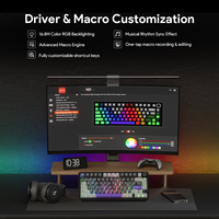 Teclado Mecánico Compacto Ergonómico con Montaje en Gasket, Inalámbrico 2.4Ghz, Hot Swap, RGB, Teclas PBT, para Juegos, con Perilla