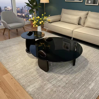 Table basse en verre trempé, design moderne et mobile, luxe léger, pour salon, petit appartement, bord arrondi, table minimaliste