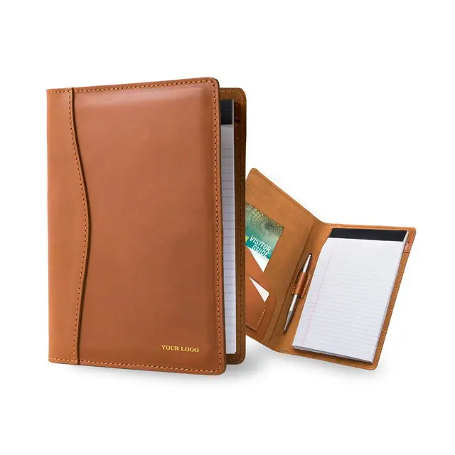 Business Pocket Memo Pad Leather Notebook Refillable Stationary Notepad With Pen Holder