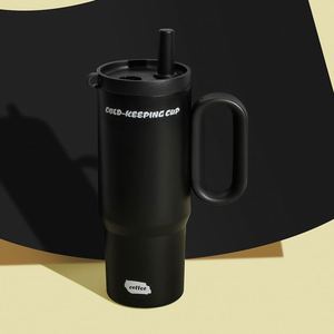 Travel Car <b>Macaron</b> Handle Mug 24oz 720ml Double Wall Insulated Tumbler Lid Straw Anti-Slip Custom ODM OEM - Product Image 2